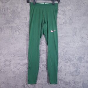 NIKE Pro Elite Team Running Tights Pants Womens XS Green Pink Made in USA DX9078